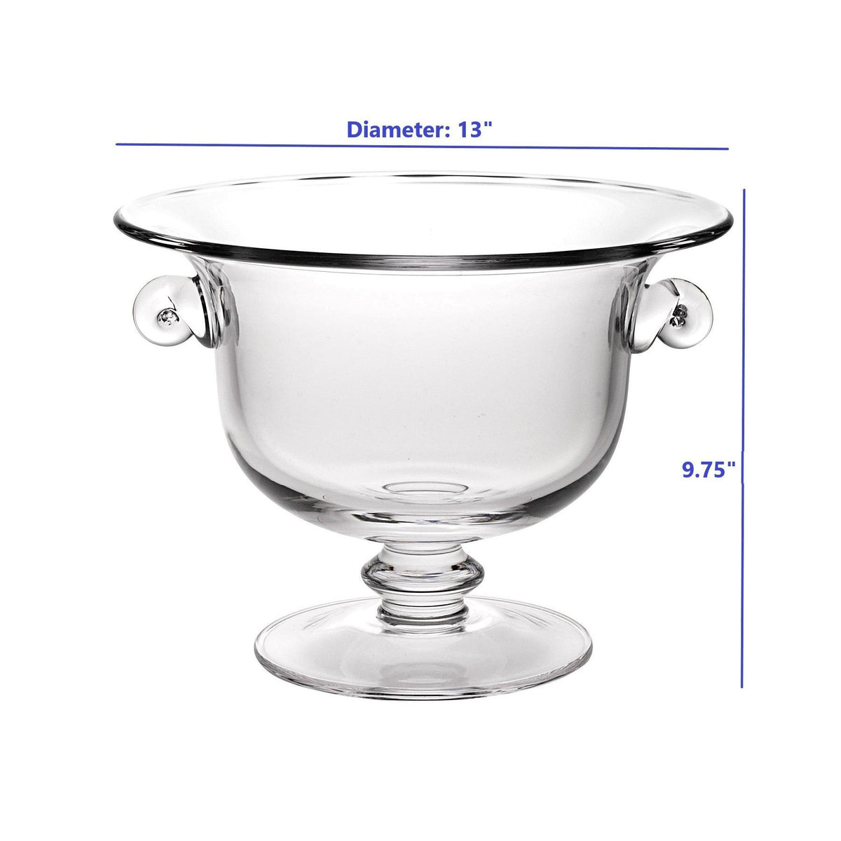 HomeRoots 13" Mouth Blown Crystal Trophy Centerpiece Fruit or Punchbowl