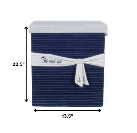 HomeRoots 13.5" x 17" x 22.5" Blue Fabric Basket With Bow Decoration Set of 5