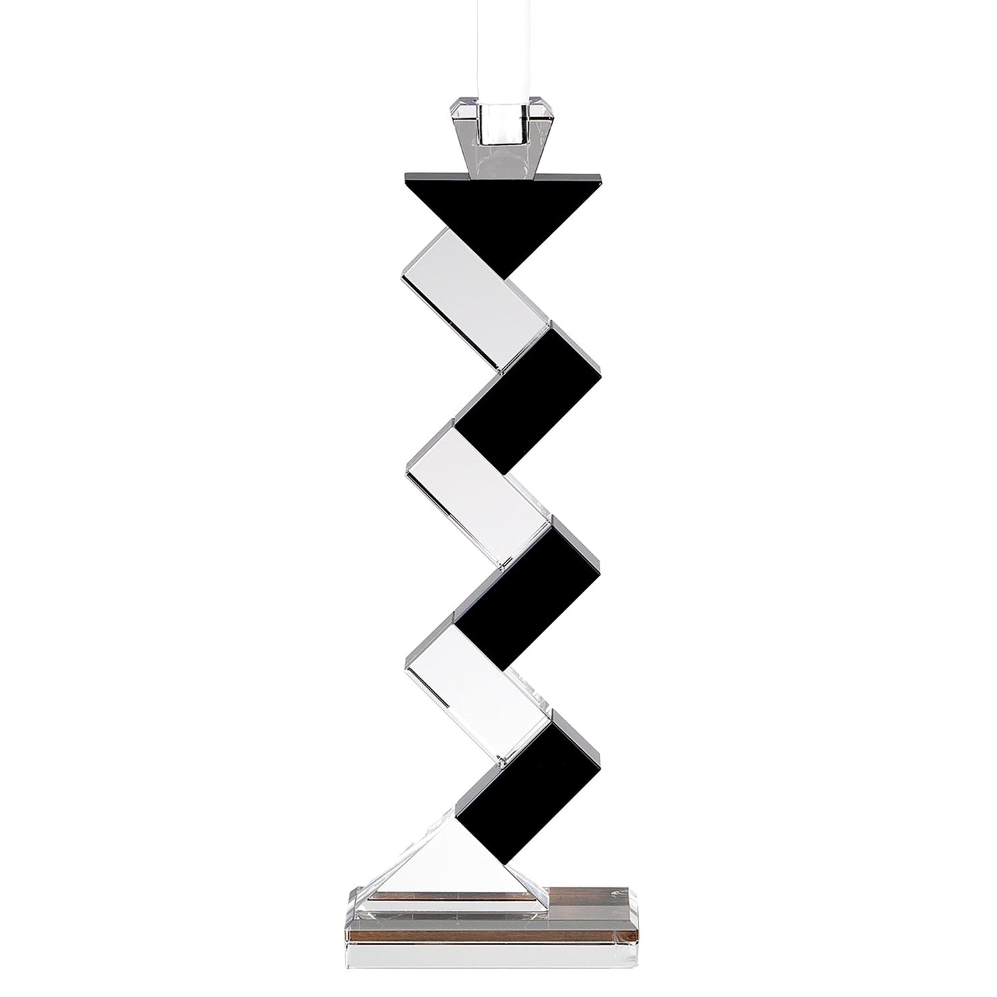 HomeRoots 14 Hand Crafted Crystal Pair of Black Accent Candlesticks