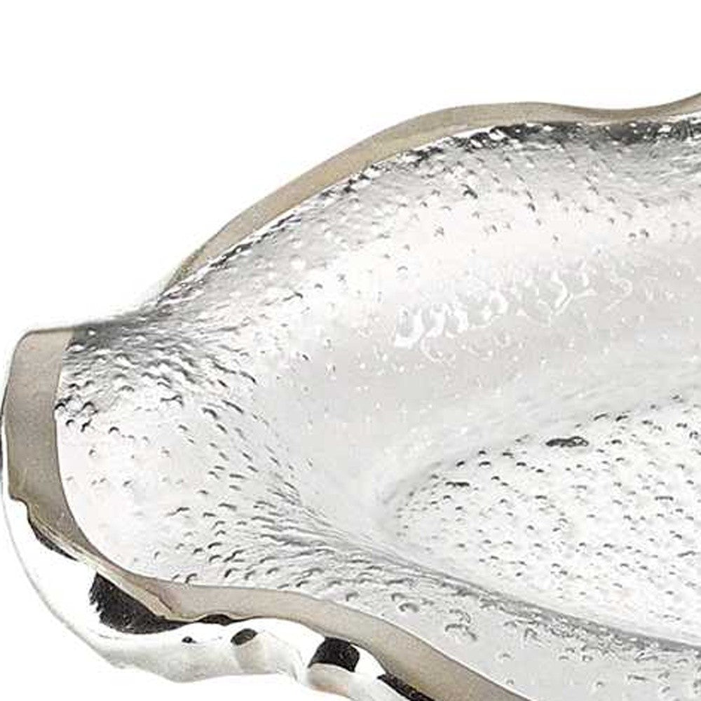 HomeRoots 14" Mouth Blown Wavy Edge Silver Platter