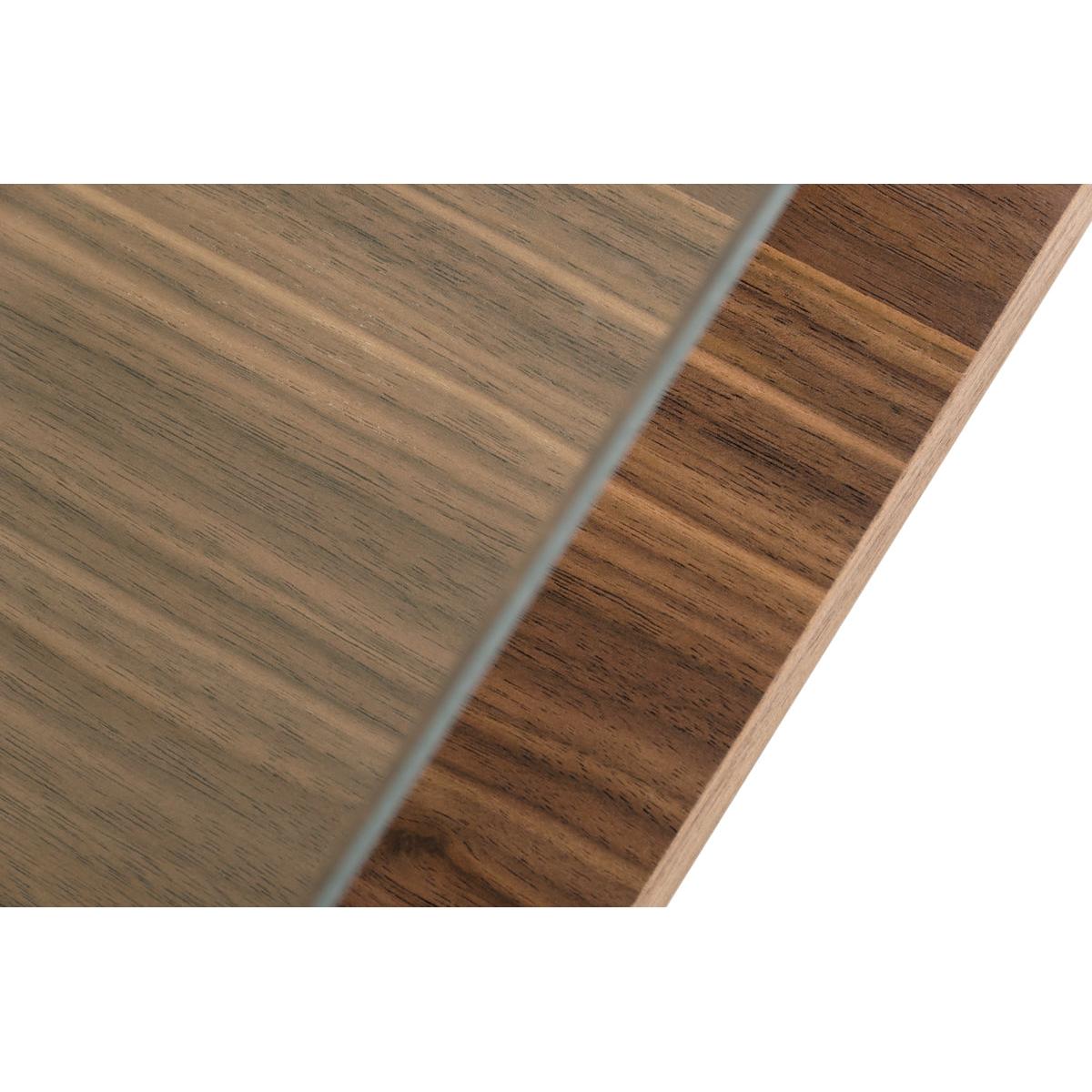 HomeRoots 14' Walnut Veneer and Glass Coffee Table