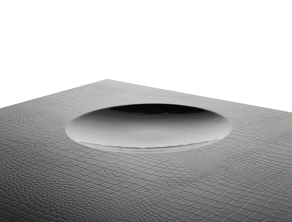 HomeRoots 14.5' Black Crocodile Lacquer Coffee Table with 2 Drawers