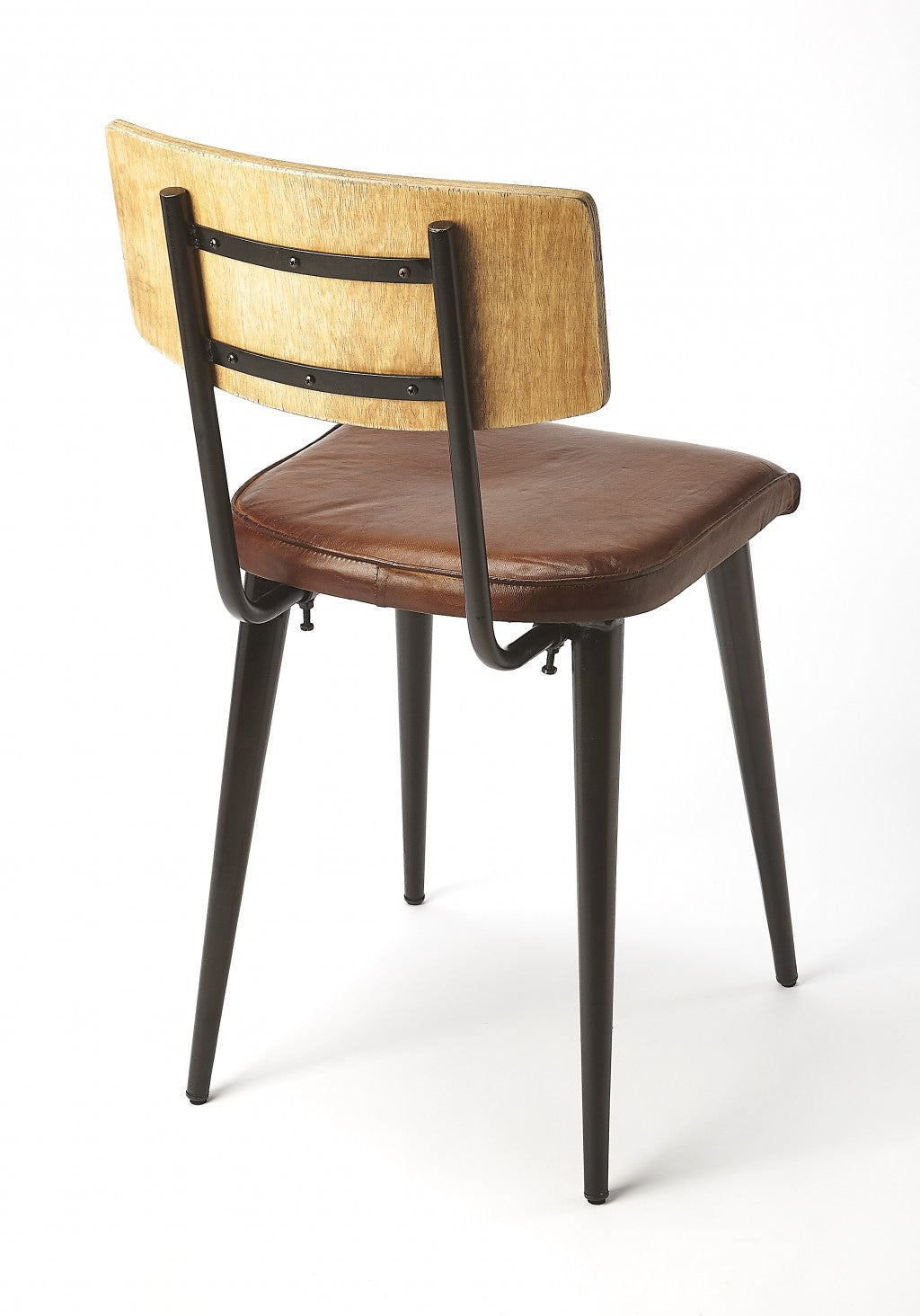 HomeRoots 15" Faux Leather Side Chair in Brown Finish