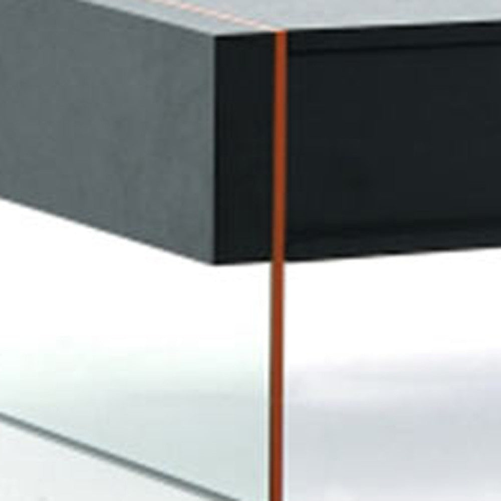 HomeRoots 15" MDF and Glass Floating Coffee Table in Black Finish