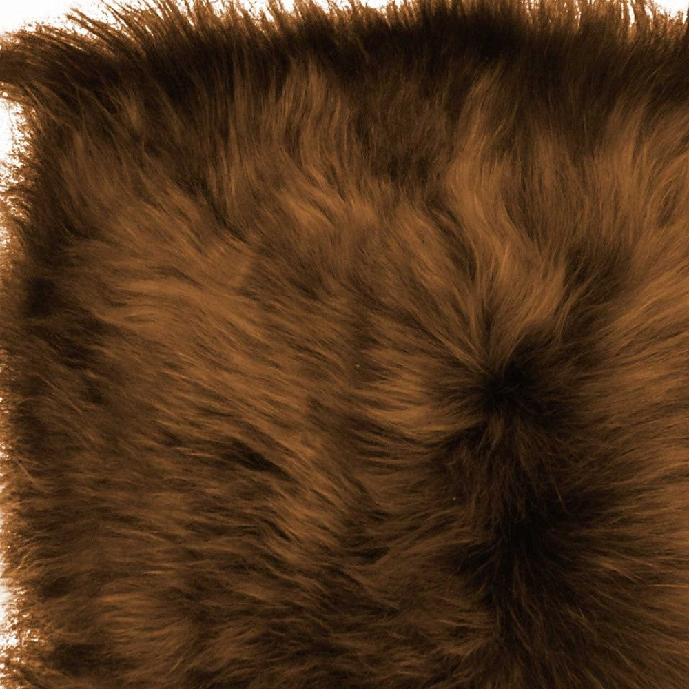 HomeRoots 15" x 15" x 2" Rusty Brisa Sheepskin Square Chair Pad