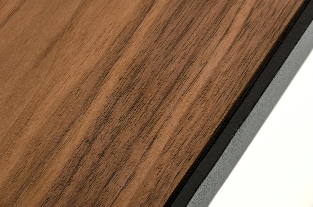 HomeRoots 16" Walnut Veneer and Metal Coffee Table