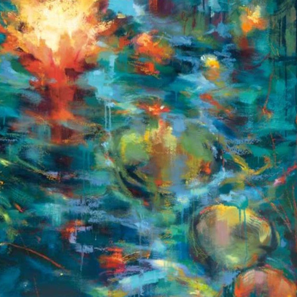 HomeRoots 17" Abstract Colorful Pond 1 Giclee Wrap Canvas Wall Art