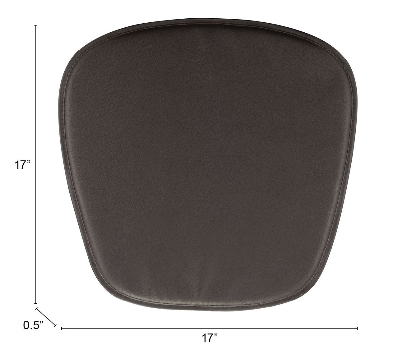 HomeRoots 17" x 17" Synthetic Solid Color Dining Chair Cushion Seat Cushion in Espresso Finish