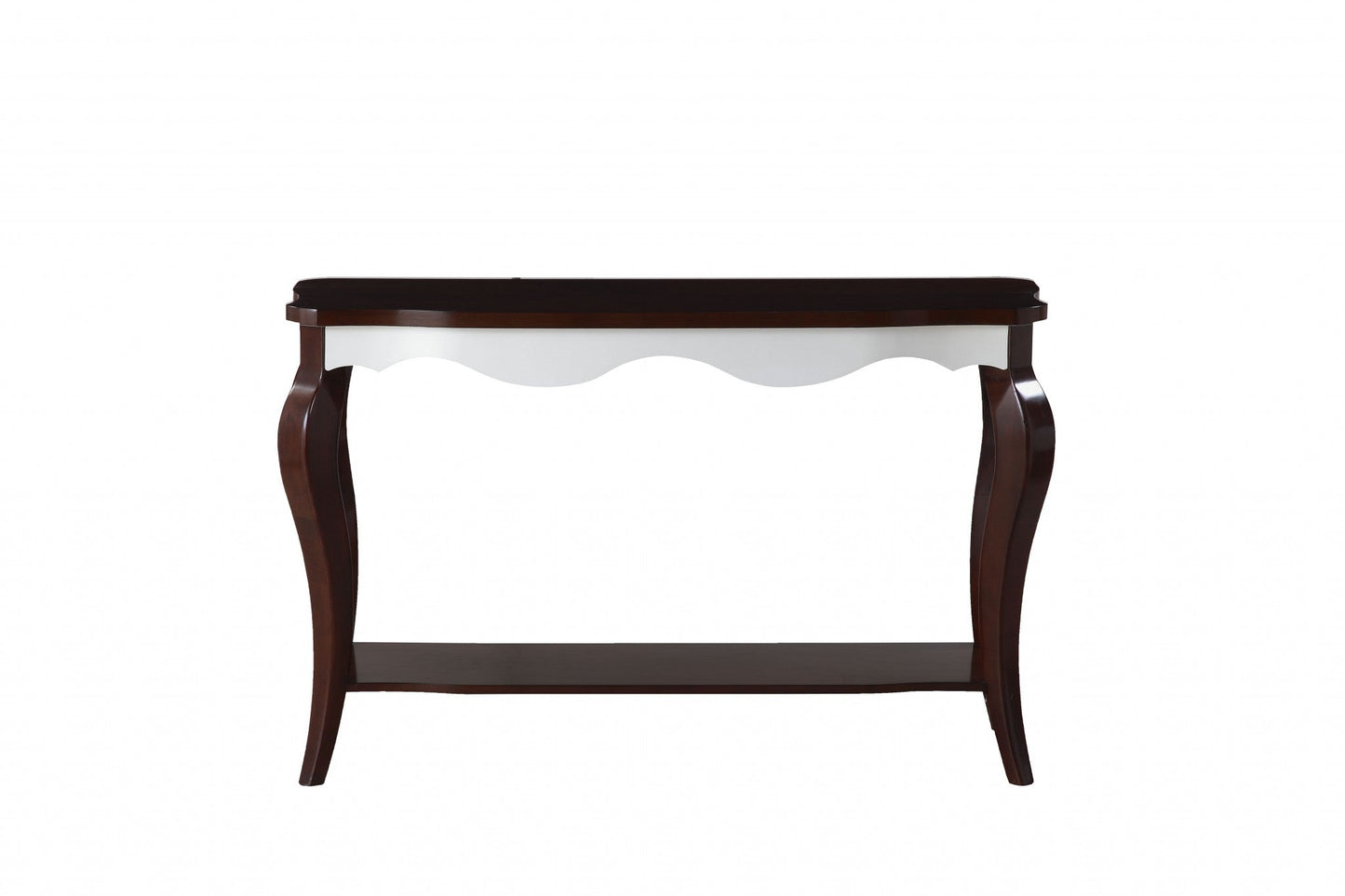 HomeRoots 17" x 48" x 30" Walnut White Wood Sofa Table