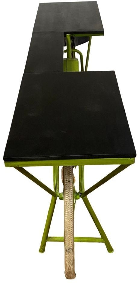 HomeRoots 17" x 71" x 33.5" HD Bike Counter in Antiqued Green Finish