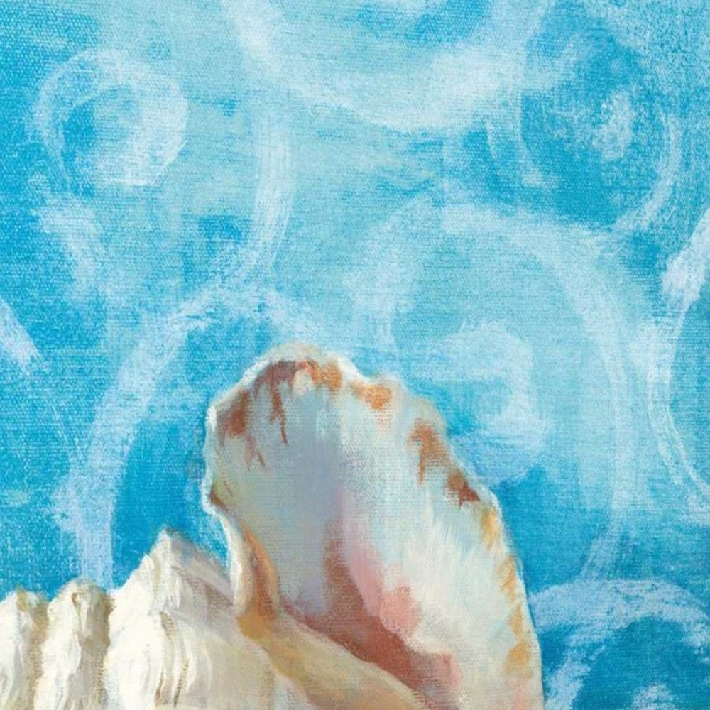 HomeRoots 18" Mod Blue Scroll Coastal Conch 4 Giclee Wrap Canvas Wall Art