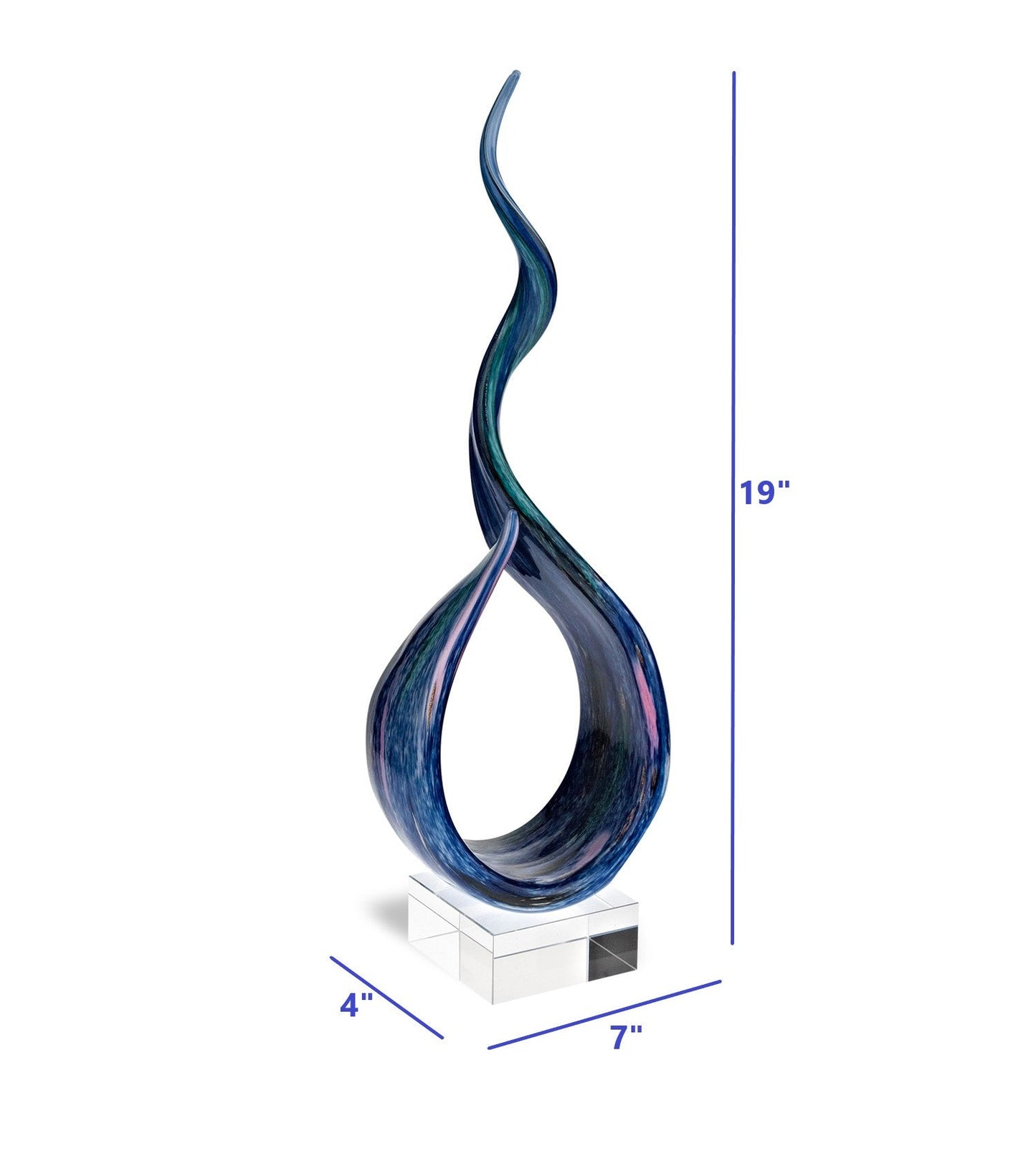 HomeRoots 18 MultiColor Art Glass Centerpiece on Black Crystal Base