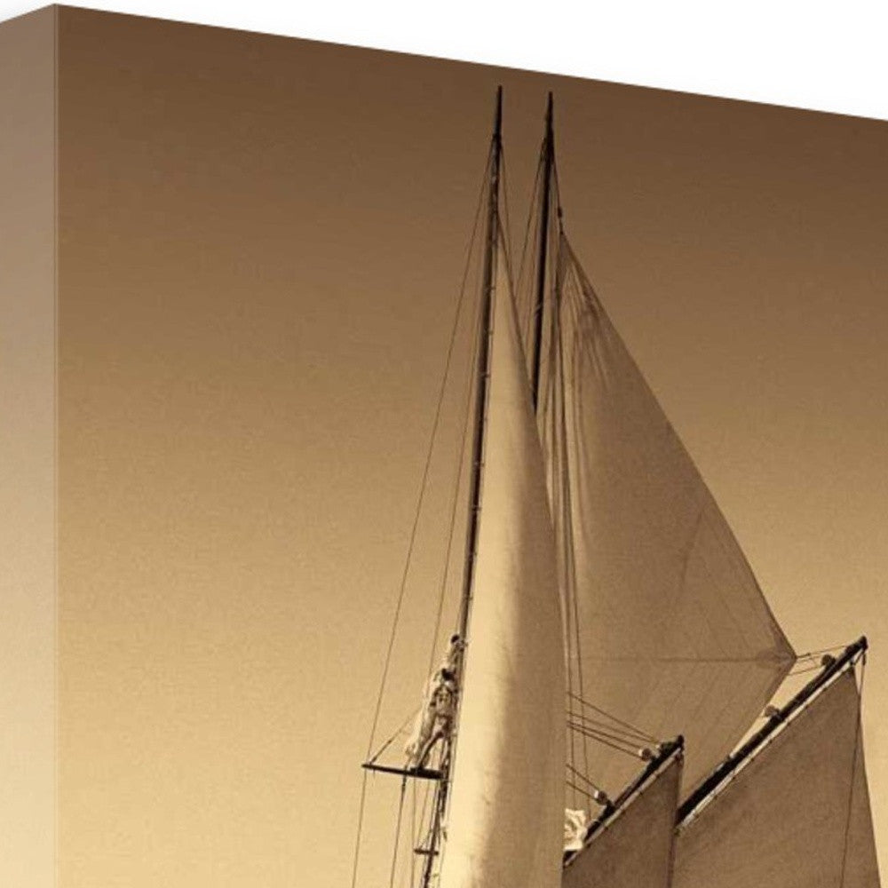 HomeRoots 18" Sailing the Seas Sepia Tone Giclee Wrap Canvas Wall Art