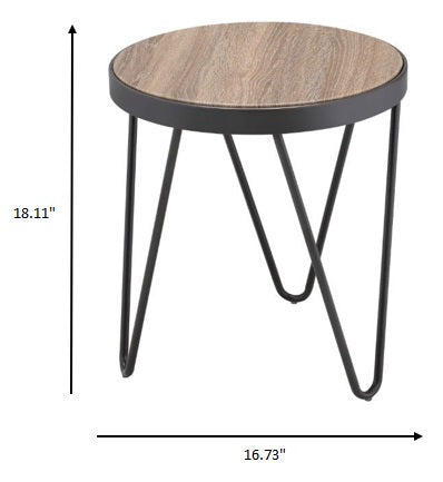 HomeRoots 18" Solid Wood Round End Table in Black And Brown Finish