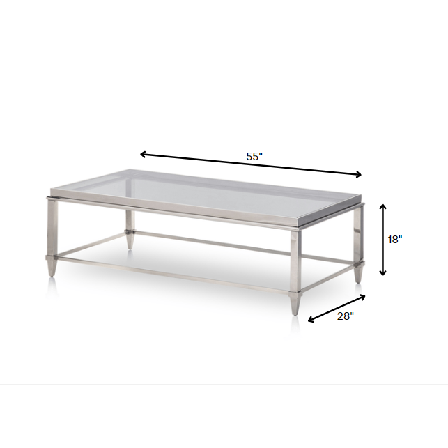 HomeRoots 18' Steel and Glass Coffee Table