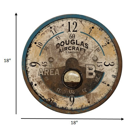 HomeRoots 18" Vintage Teal Aviator's Wall Clock