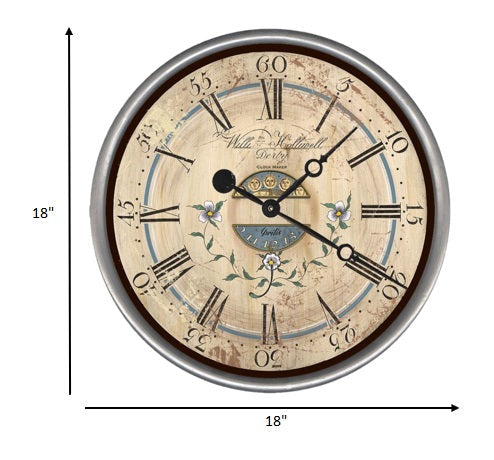 HomeRoots 18" Vintage Wedgwood Blue and Taupe Wall Clock