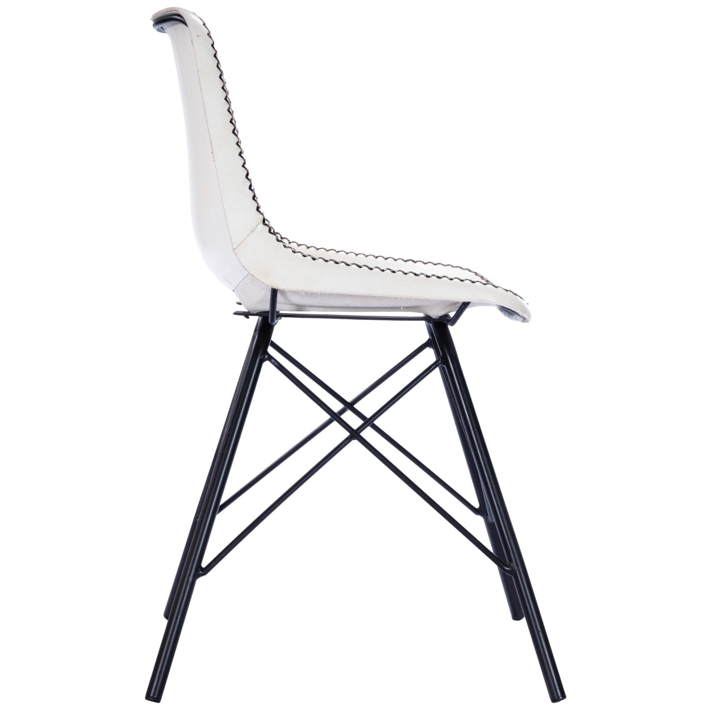 HomeRoots 18" White Faux Leather Side Chair With Black Frame Finish