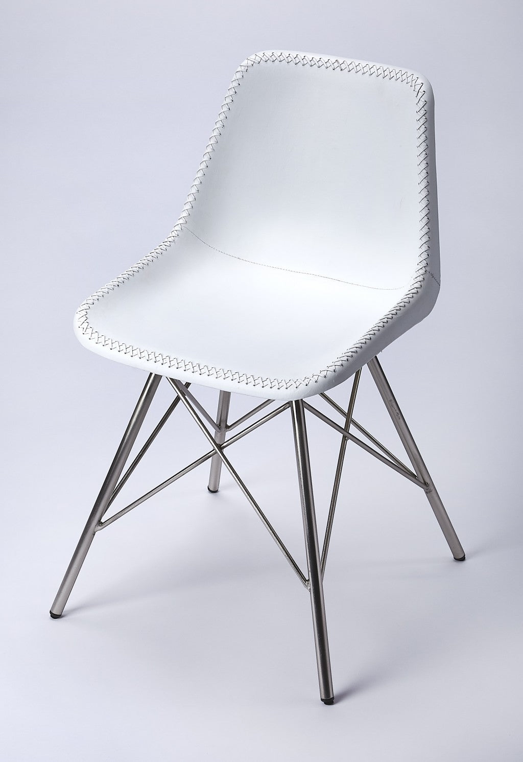 HomeRoots 18" White Faux Leather Side Chair With Silver Base Finish