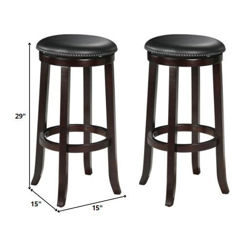 HomeRoots 18" x 18" x 29" Espresso Swivel Bar Chair In Set Of Two
