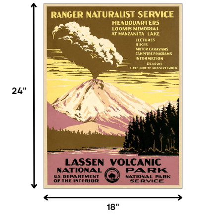 HomeRoots 18" x 24" Lassen Volcanic National Park Vintage Travel Poster Wall Art