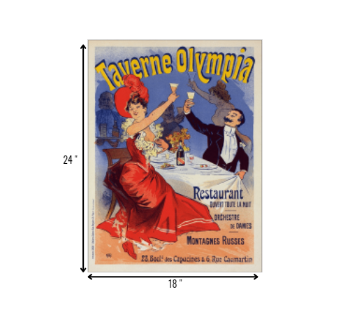HomeRoots 18" x 24" Taverne Olympia French Restaraunt Wall Art Print