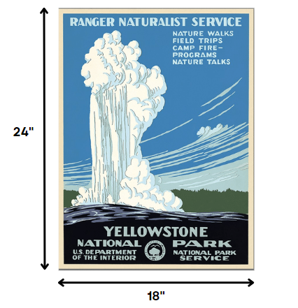 HomeRoots 18" x 24" Yellowstone National Park c1938 Vintage Travel Poster Wall Art