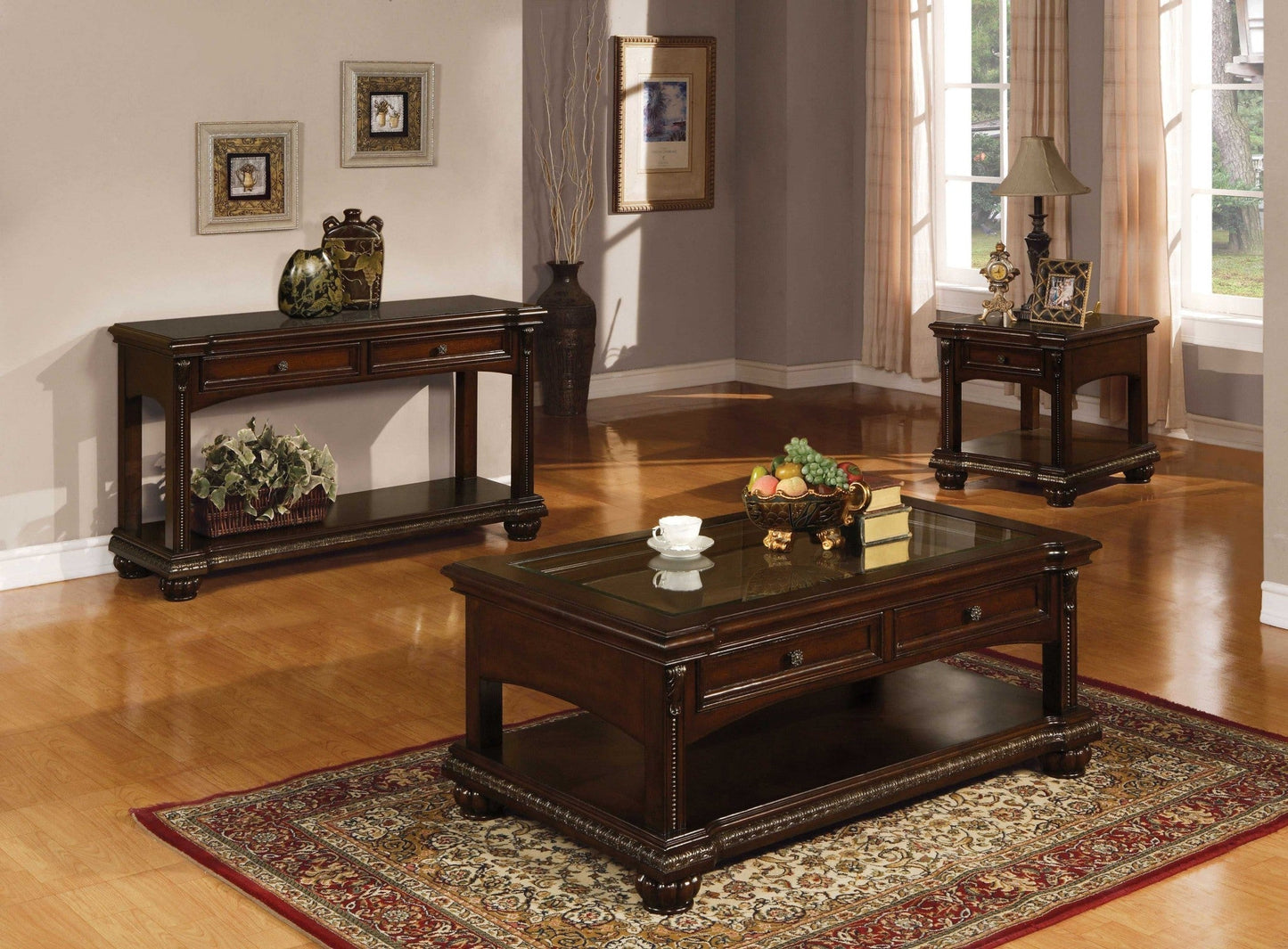 HomeRoots 18" x 54" x 30" Veneer Sofa Table With Cherry Wood Finish