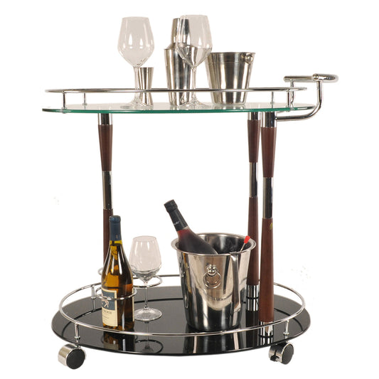 HomeRoots 18.75" x 29.75" x 27.375" Serving Trolley in Chrome Finish