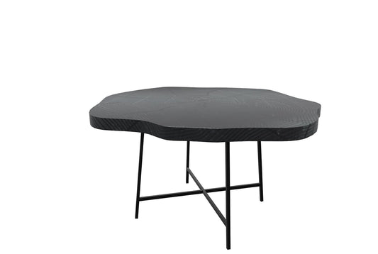 HomeRoots 19" Modern Black Organic Shaped Wood And Metal End Table