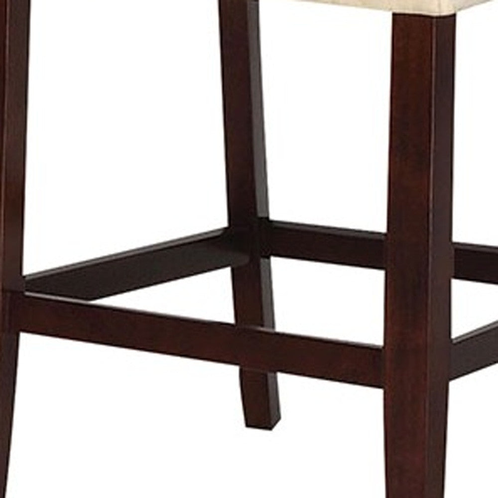 HomeRoots 19' x 26' x 42' 2-Piece Beige Microfiber And Walnut Counter Height Chair
