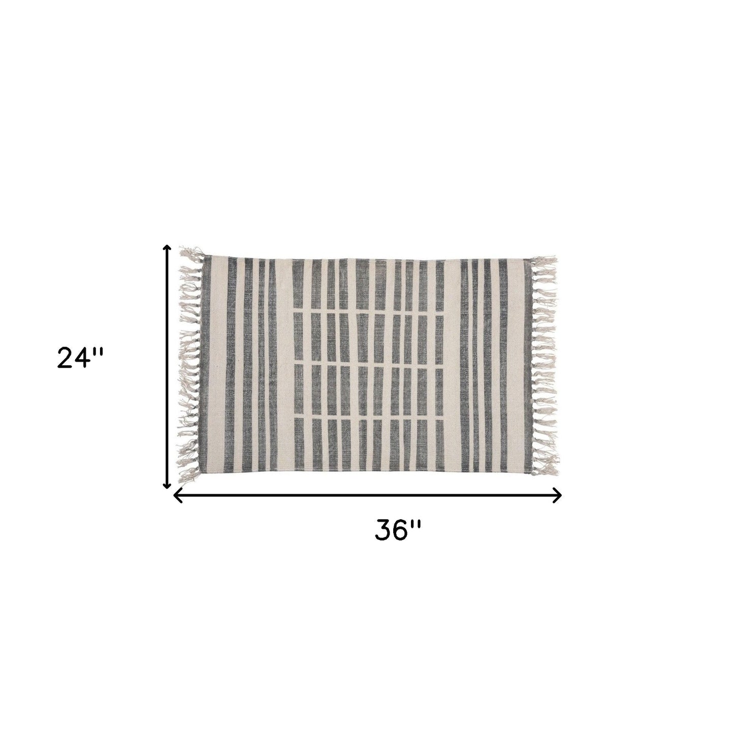 HomeRoots 2' x 3' Gray and Cream Broken Stripes Scatter Rug