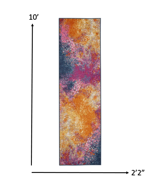 HomeRoots 2’ x 10’ Abstract Brights Sunburst Runner Rug