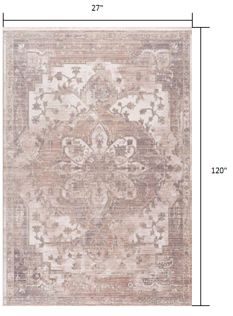 HomeRoots 2' x 10' Beige Classic Medallion Runner Rug