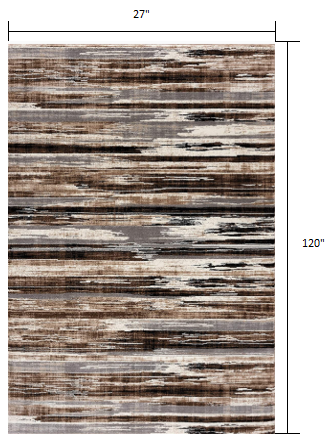HomeRoots 2' x 10' Beige Rustic Strokes Runner Rug