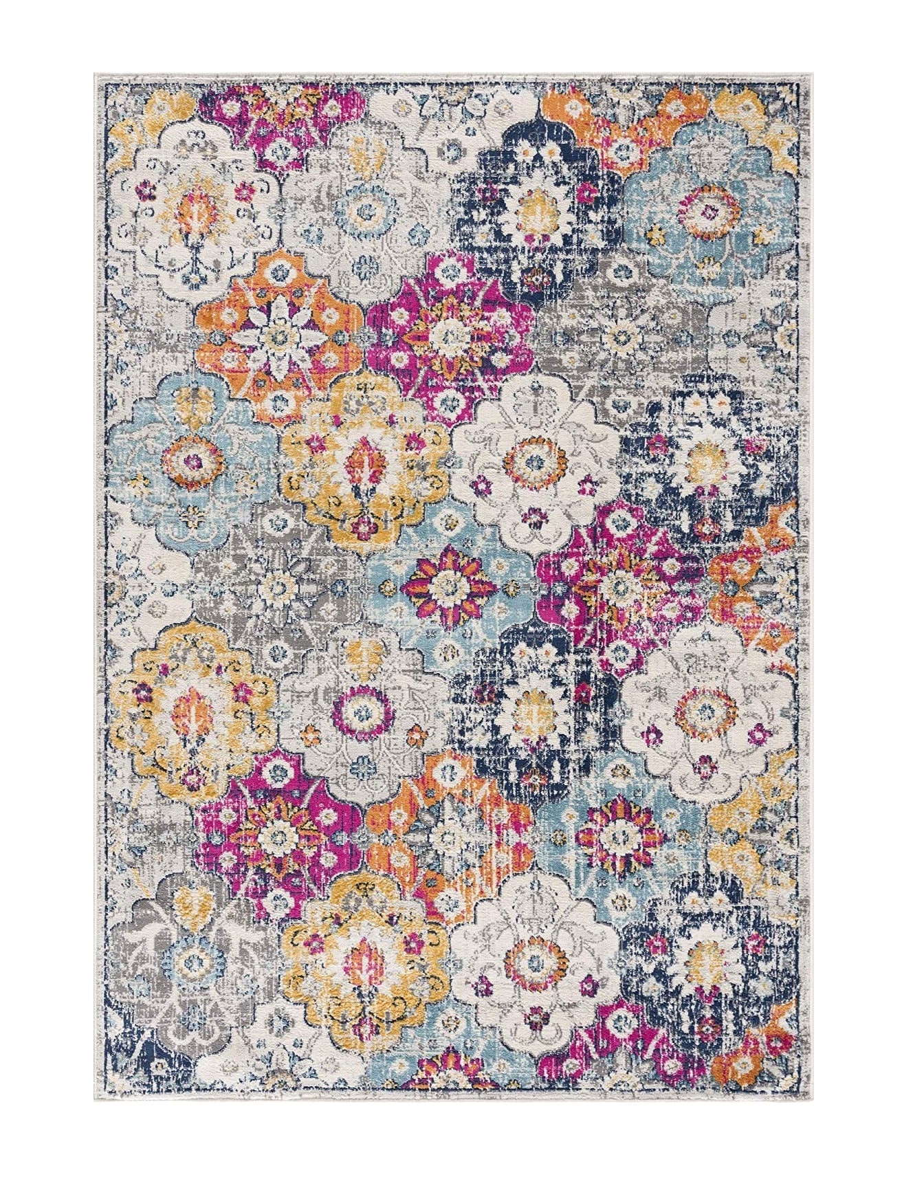 HomeRoots 2’ x 10’ Rust Distressed Floral Runner Rug