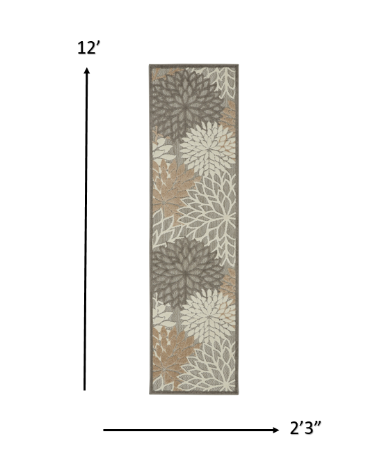 HomeRoots 2’ x 12’ Natural and Gray Indoor Outdoor Runner Rug
