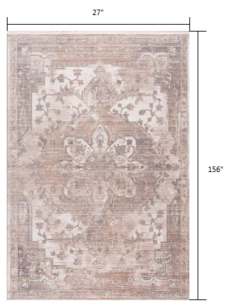HomeRoots 2' x 13' Beige Classic Medallion Runner Rug
