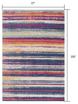HomeRoots 2' x 13' Multicolor Irregular Striped Runner Rug