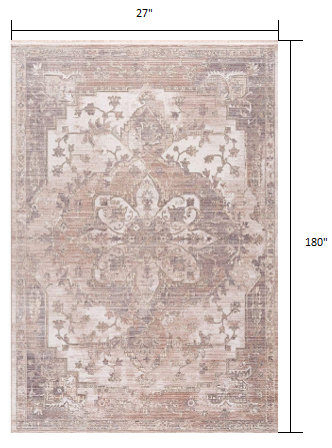 HomeRoots 2' x 15' Beige Classic Medallion Runner Rug