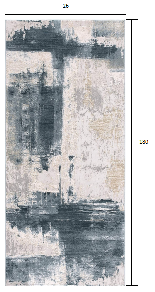 HomeRoots 2' x 15' Cream and Blue Abstract Patches Runner Rug
