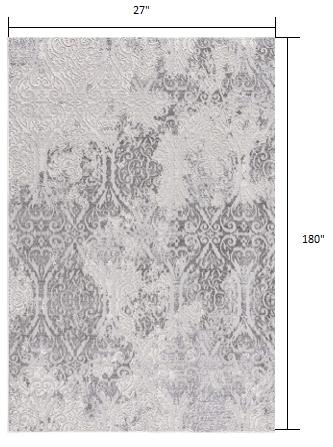 HomeRoots 2' x 15' Cream and Gray Faded Filigree Runner Rug