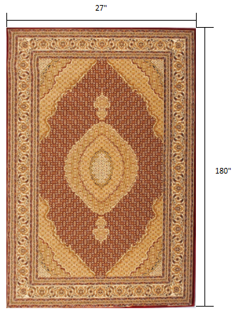 HomeRoots 2' x 15' Red and Beige Medallion Runner Rug