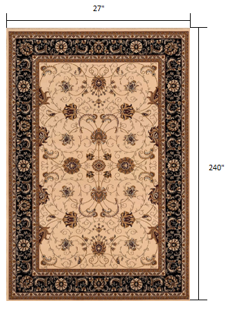 HomeRoots 2' x 20' Cream and Black Decorative Runner Rug