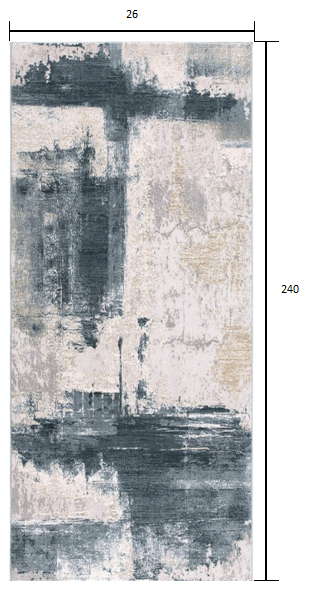 HomeRoots 2' x 20' Cream and Blue Abstract Patches Runner Rug