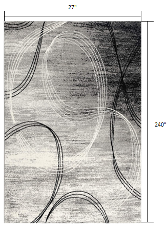HomeRoots 2' x 20' Gray Distressed Swirls Runner Rug