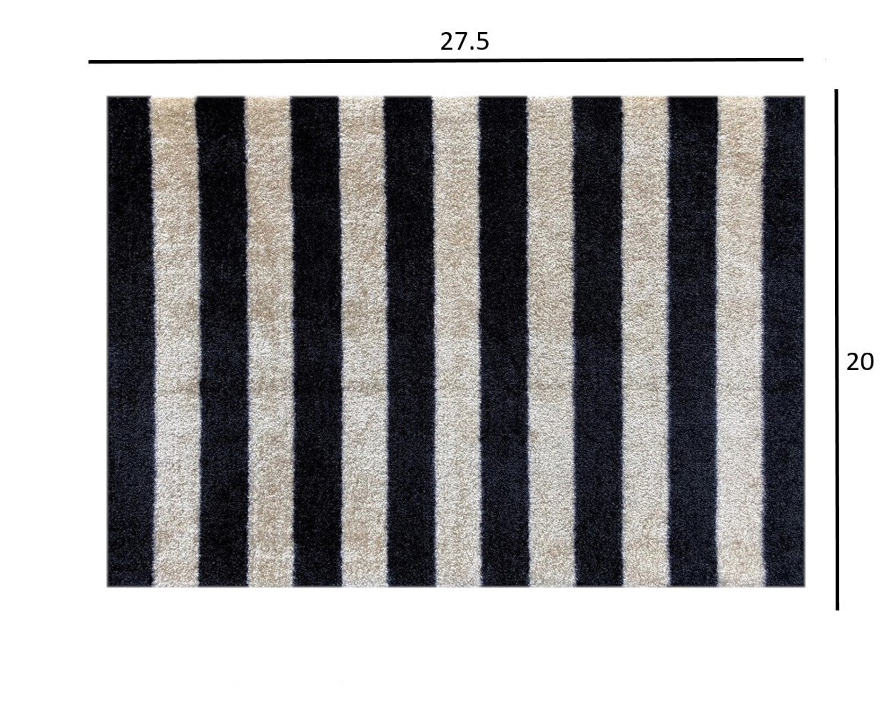 HomeRoots 2' x 3' Black and Tan Wide Stripe Washable Floor Mat