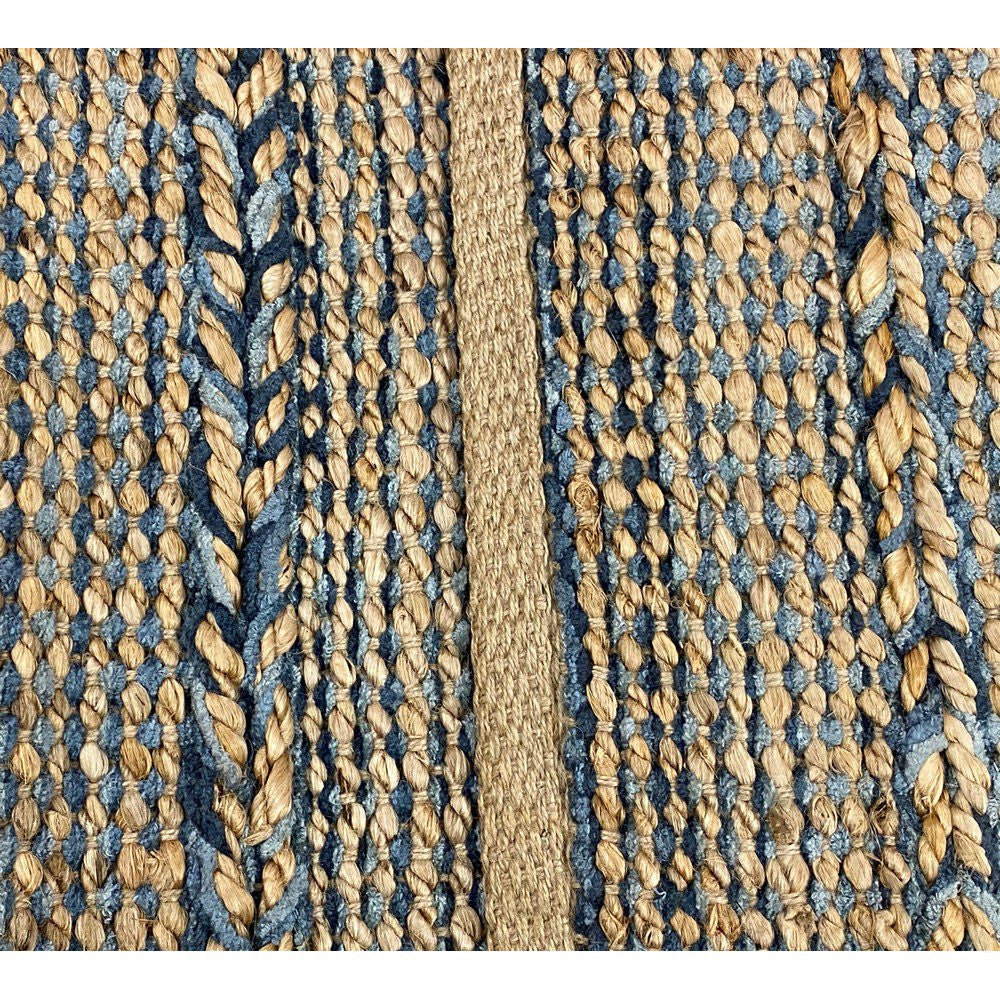 HomeRoots 2' x 3' Blue and Tan Braided Stripe Scatter Rug