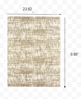 HomeRoots 2' x 3' Ivory and Gray Abstract Strokes Scatter Rug