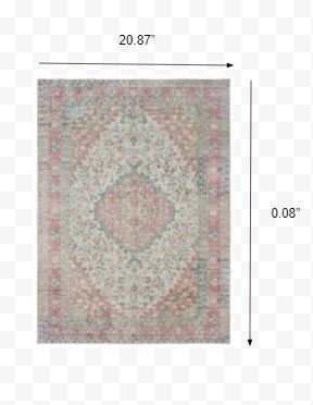 HomeRoots 2' x 3' Ivory and Pink Oriental Scatter Rug